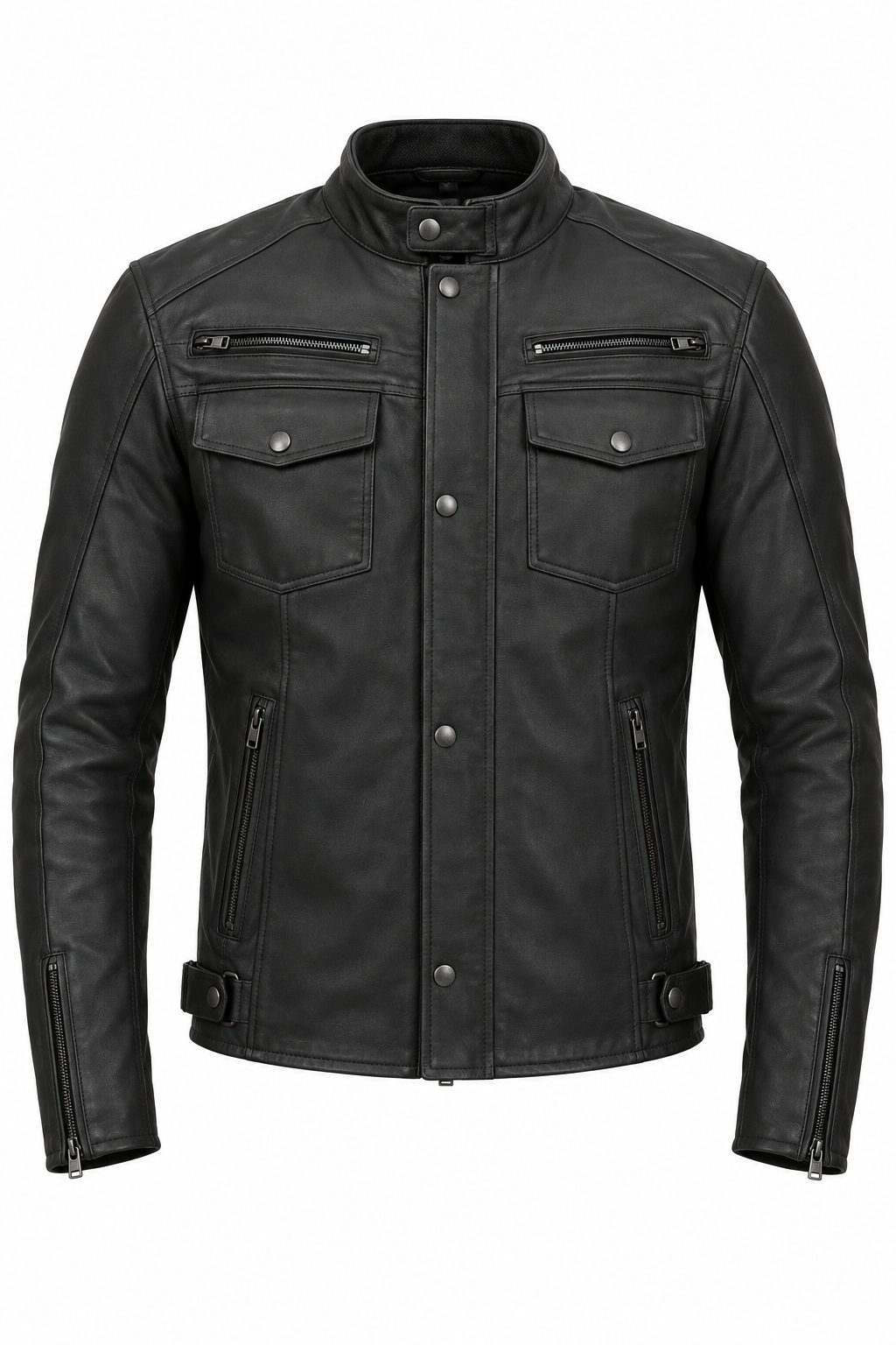 Cruiser Leather Motorcycle Jacket - Front Zip