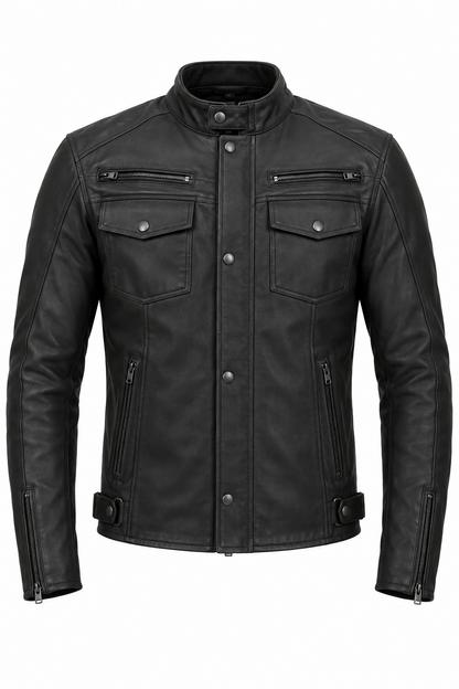 Cruiser Leather Motorcycle Jacket - Front Zip