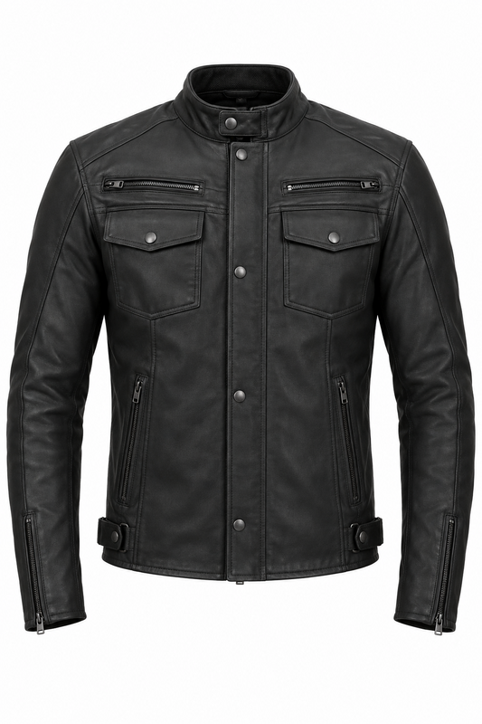 Cruiser Leather Motorcycle Jacket - Front Zip