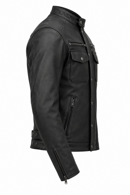 Cruiser Leather Motorcycle Jacket - Front Zip
