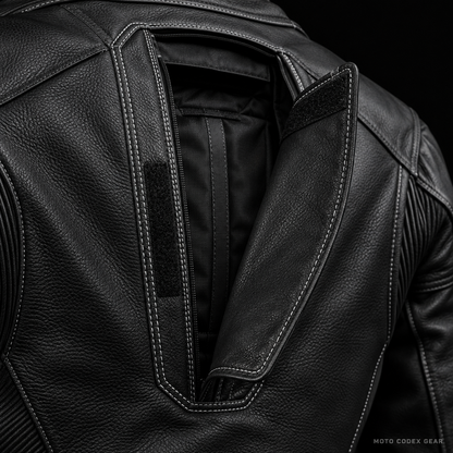 Touring Leather Motorcycle Jacket – Armor Pocket Detail