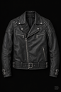 Classic Biker Leather Motorcycle Jacket – Front View