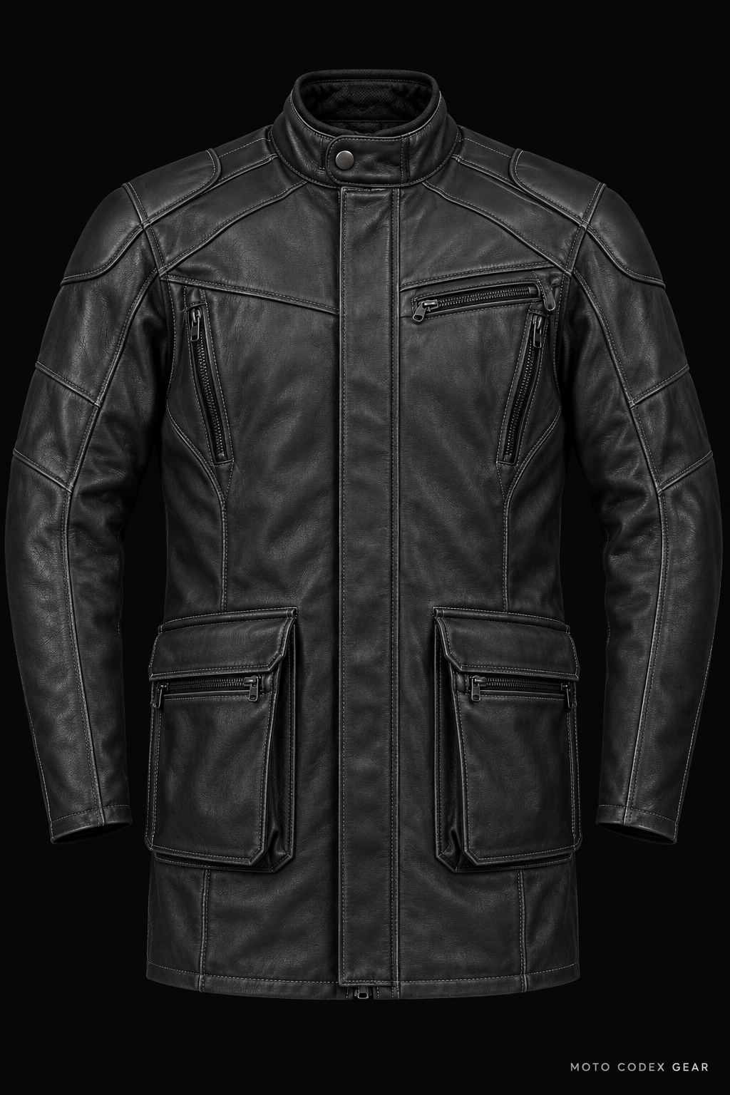 Touring Leather Motorcycle Jacket – Front View