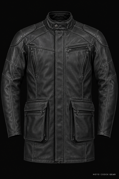 Touring Leather Motorcycle Jacket – Front View