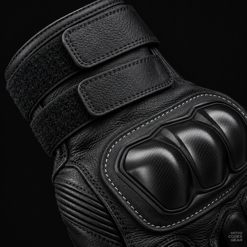 Gauntlet Racing Leather Glove – Knuckle Armor & Cuff Detail