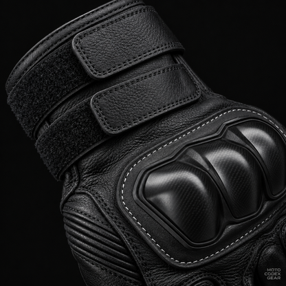 Gauntlet Racing Leather Glove – Knuckle Armor & Cuff Detail