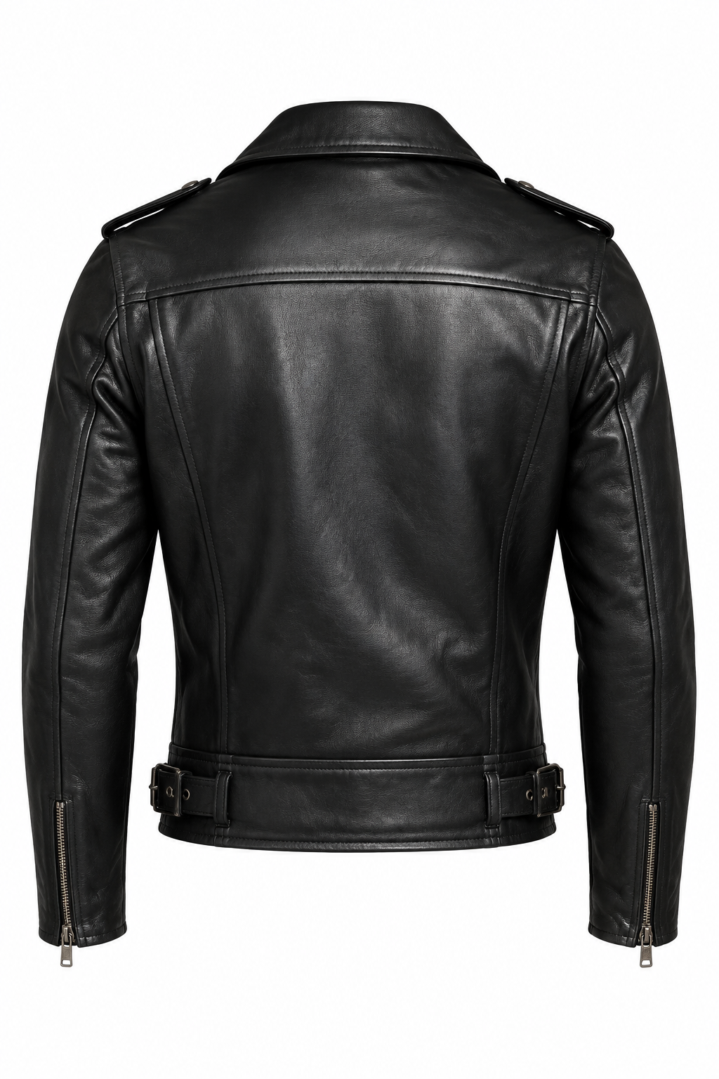 Asymmetric Biker Leather Jacket - Classic Zip