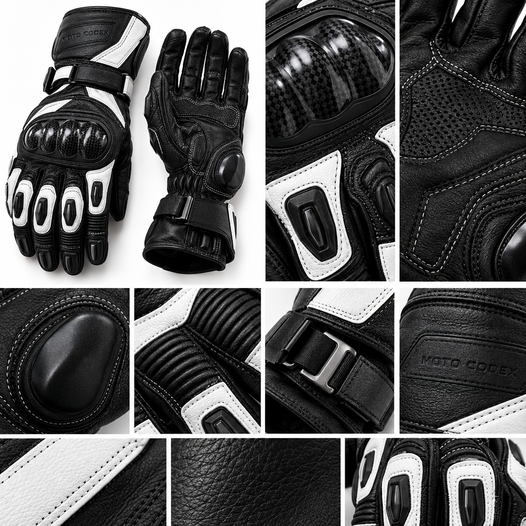 Racing Gauntlet Motorcycle Gloves - Cowhide