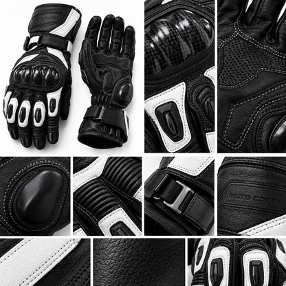 Racing Gauntlet Motorcycle Gloves - Cowhide