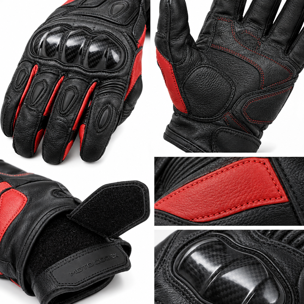 Short Cuff Sport Motorcycle Gloves - Cowhide