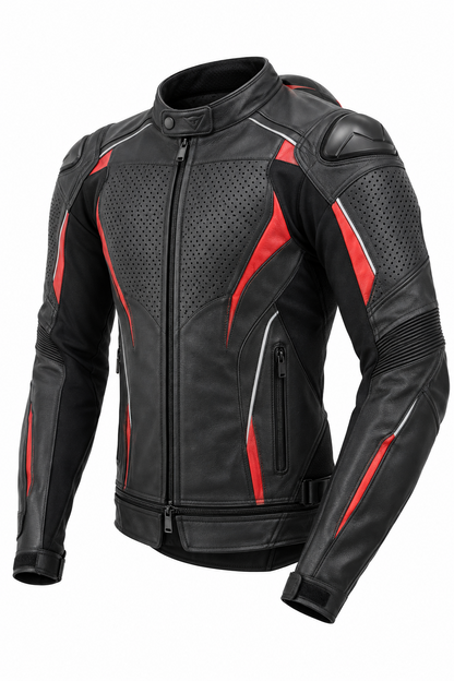 Sport Perforated Leather Motorcycle Jacket - Summer